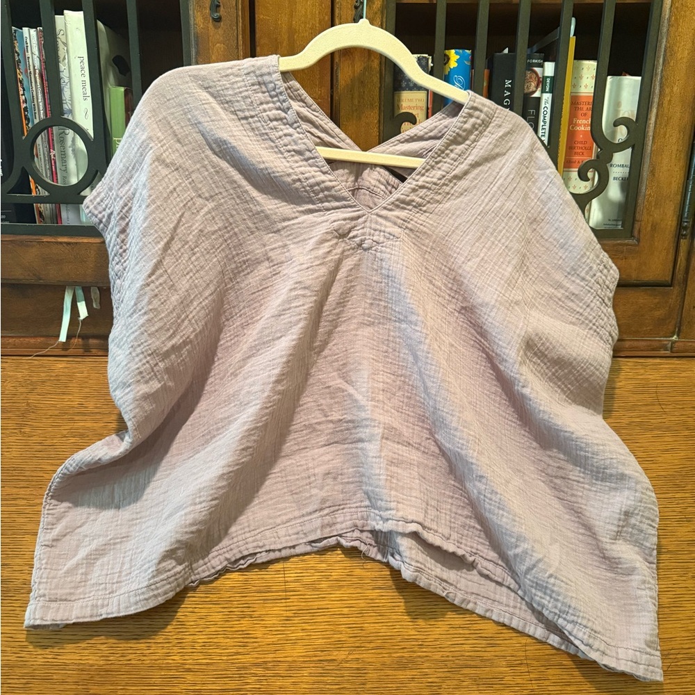 Gray Boxy Short Sleeve Blouse